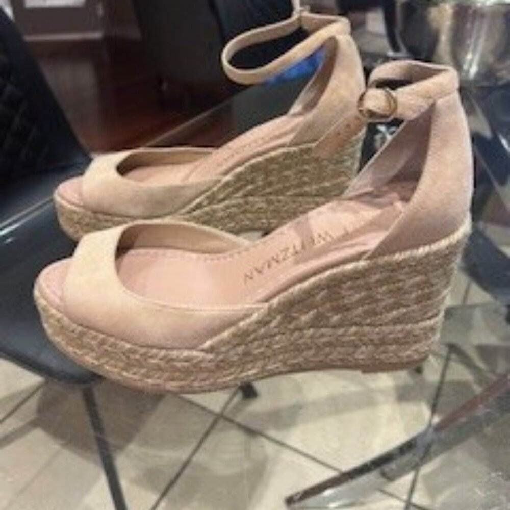 STUART WEITZMAN Nudistcurve Espadrille Platform Wedge Sandals - WORN TWICE